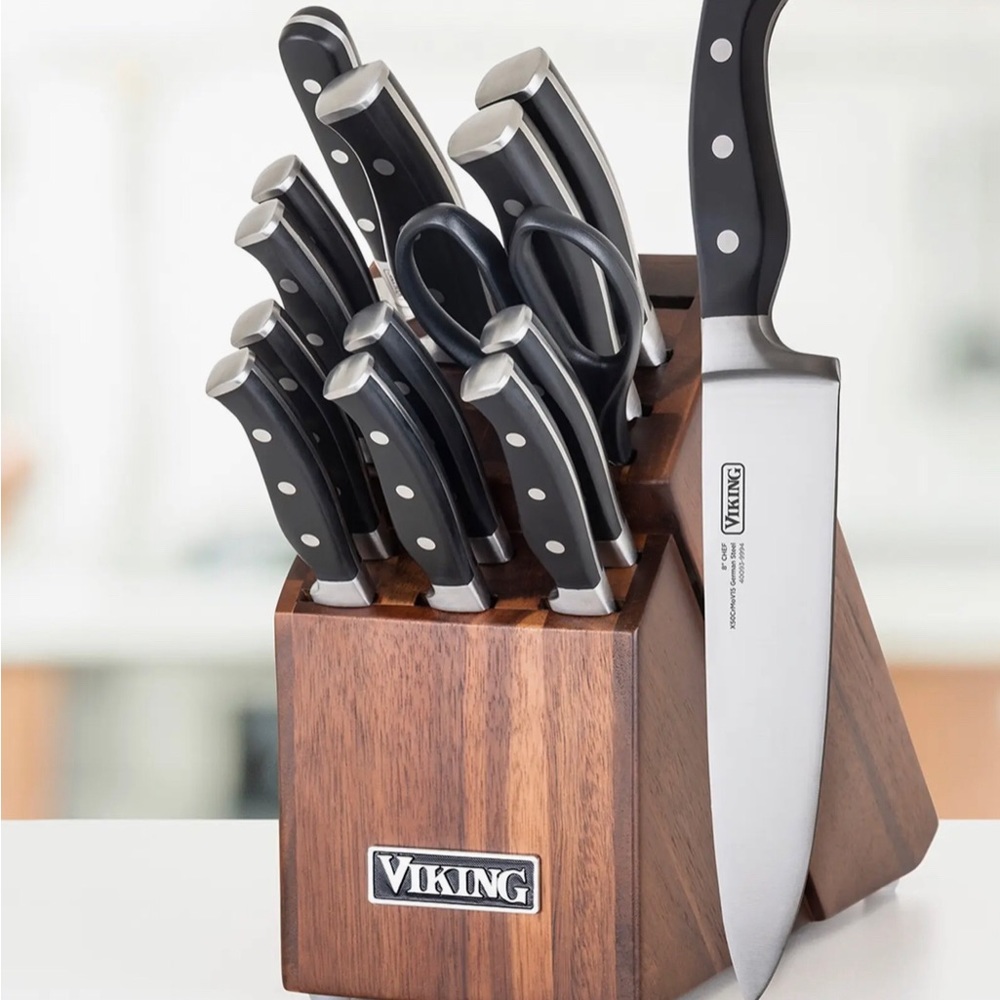 15-Piece German Steel & Acacia Wood Knife Block Set